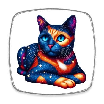 Cat - Square fridge magnet - white - Front