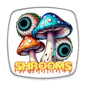 Psychedelic Mushrooms Eye Illusion Art - Square fridge magnet - white - Front
