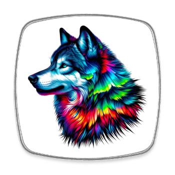 Wolf - Viereckiger Kühlschrankmagnet - Weiß - Vorne