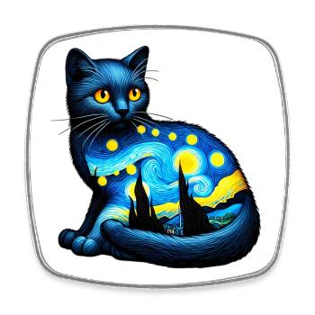 Cat - Square fridge magnet - white - Front