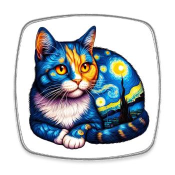 Cat - Square fridge magnet - white - Front