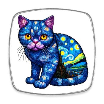 Cat - Square fridge magnet - white - Front