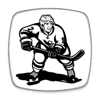 Eishockeyspieler Skizze - Viereckiger Kühlschrankmagnet - Weiß - Vorne