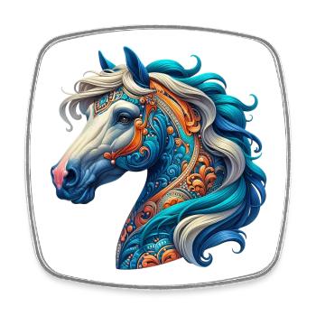 Cheval - Magnet carré - blanc - Devant