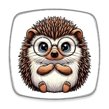 Igel - Viereckiger Kühlschrankmagnet - Weiß - Vorne