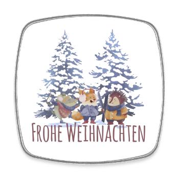 Joyeux Noël Frohe Weihnachten - Magnet carré - blanc - Devant