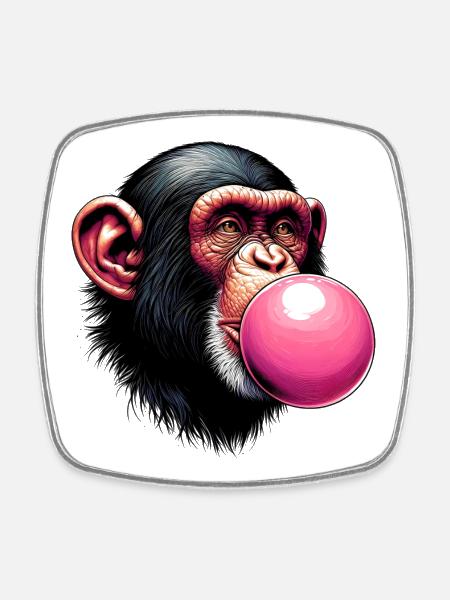 Monkey - Square fridge magnet - white