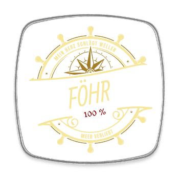 Mein Herz schlägt Wellen - Föhr - Viereckiger Kühlschrankmagnet - Weiß - Vorne