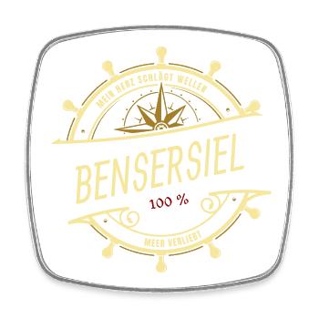 Mein Herz schlägt Wellen - Bensersiel - Viereckiger Kühlschrankmagnet - Weiß - Vorne