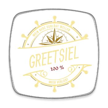 Mein Herz schlägt Wellen - Greetsiel - Viereckiger Kühlschrankmagnet - Weiß - Vorne