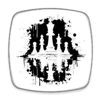 Schachfiguren Streetart - Viereckiger Kühlschrankmagnet - Weiß - Vorne