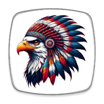 Amerikanischer Indianer Adler Amerikanische Rothaut - Viereckiger Kühlschrankmagnet - Weiß - Vorne