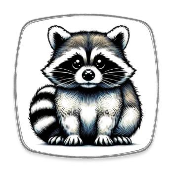 Raccoon - Square fridge magnet - white - Front