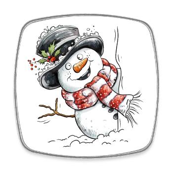 Lustiger Schneemann I Winter Weihnachten - Viereckiger Kühlschrankmagnet - Weiß - Vorne