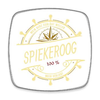 Mein Herz schlägt Wellen - Spiekeroog - Viereckiger Kühlschrankmagnet - Weiß - Vorne