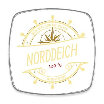 Mein Herz schlägt Wellen - Norddeich - Viereckiger Kühlschrankmagnet - Weiß - Vorne