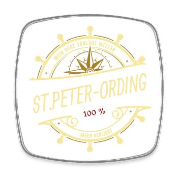 Mein Herz schlägt Wellen - St. Peter-Ording - Viereckiger Kühlschrankmagnet - Weiß - Vorne