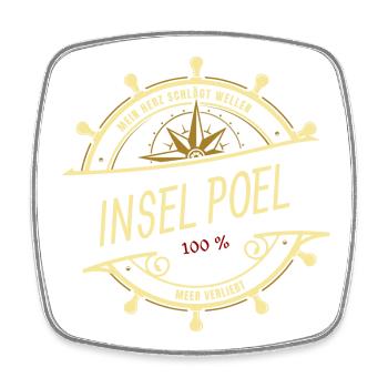 Mein Herz schlägt Wellen - Insel Poel - Viereckiger Kühlschrankmagnet - Weiß - Vorne