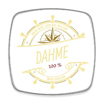 Mein Herz schlägt Wellen - Dahme - Viereckiger Kühlschrankmagnet - Weiß - Vorne