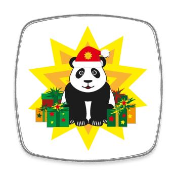 Panda mit Weihnachtsmütze und Stern. - Viereckiger Kühlschrankmagnet - Weiß - Vorne