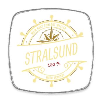 Mein Herz schlägt Wellen - Stralsund - Viereckiger Kühlschrankmagnet - Weiß - Vorne