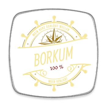 Mein Herz schlägt Wellen - Borkum - Viereckiger Kühlschrankmagnet - Weiß - Vorne