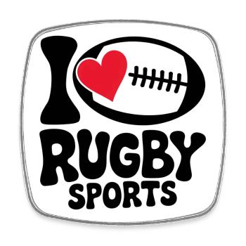 J'aime le rugby. Design Sportif et Passion Rugby - Magnet carré - blanc - Devant