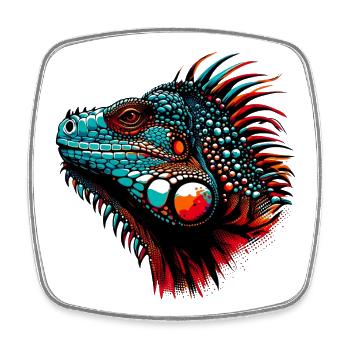Iguana - Square fridge magnet - white - Front