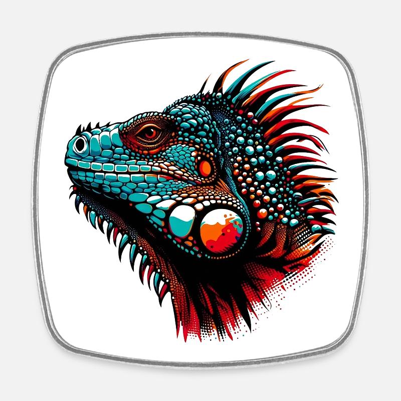 Iguana - Square fridge magnet - white