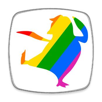 Rainbow Penguin Does Karate - Square fridge magnet - white - Front