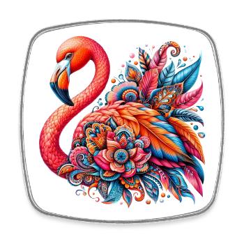 Flamingo - Square fridge magnet - white - Front