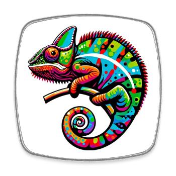 Caméléon - Magnet carré - blanc - Devant