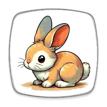 Rabbit - Square fridge magnet - white - Front
