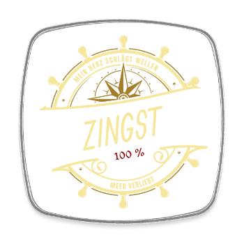 Mein Herz schlägt Wellen - Zingst - Viereckiger Kühlschrankmagnet - Weiß - Vorne