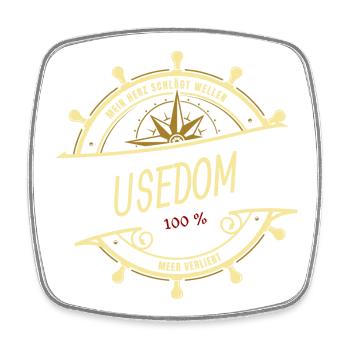 Mein Herz schlägt Wellen - Usedom - Viereckiger Kühlschrankmagnet - Weiß - Vorne