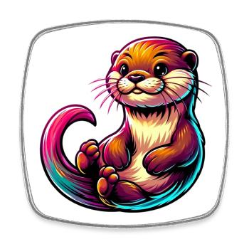 Otter - Square fridge magnet - white - Front