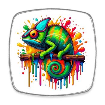 Caméléon - Magnet carré - blanc - Devant