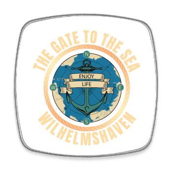 The Gate to the Sea - Wilhelmshaven - Viereckiger Kühlschrankmagnet - Weiß - Vorne