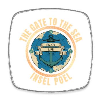 The Gate to the Sea - Insel Poel - Viereckiger Kühlschrankmagnet - Weiß - Vorne