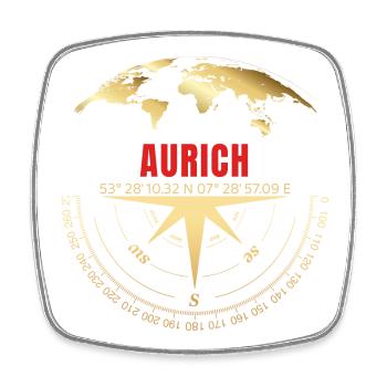Koordinaten Aurich - Viereckiger Kühlschrankmagnet - Weiß - Vorne