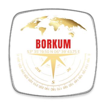 Koordinaten Borkum - Viereckiger Kühlschrankmagnet - Weiß - Vorne