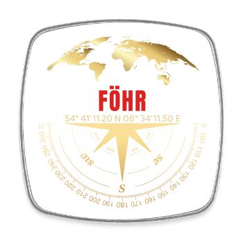 Koordinaten Föhr - Viereckiger Kühlschrankmagnet - Weiß - Vorne