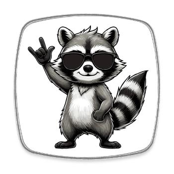 Raccoon with Rock Pose Raccoon Rock Music Musician - Square fridge magnet - white - Front