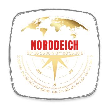 Koordinaten Norddeich - Viereckiger Kühlschrankmagnet - Weiß - Vorne