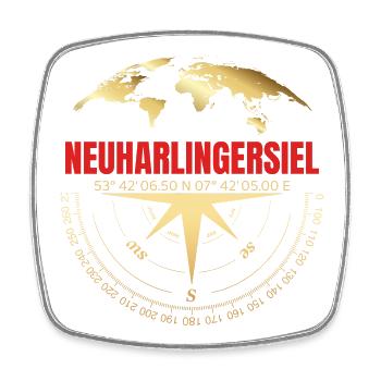 Koordinaten Neuharlingersiel - Viereckiger Kühlschrankmagnet - Weiß - Vorne