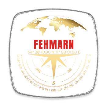 Koordinaten Fehmarn - Viereckiger Kühlschrankmagnet - Weiß - Vorne