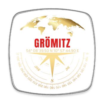 Koordinaten Grömitz - Viereckiger Kühlschrankmagnet - Weiß - Vorne