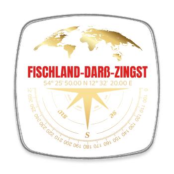 Koordinaten Fischland-Darß-Zingst - Viereckiger Kühlschrankmagnet - Weiß - Vorne