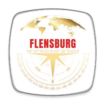 Koordinaten Flensburg - Viereckiger Kühlschrankmagnet - Weiß - Vorne