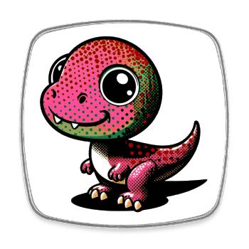 Dinosaure - Magnet carré - blanc - Devant